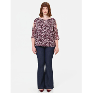 Blusa ml fantasia foglioline bordeaux