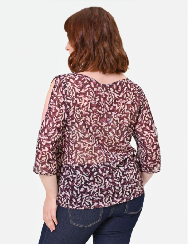 rinascimento blusa ml fantasia foglioline bordeaux - foto 4 rinascimento blusa ml fantasia foglioline bordeaux - foto 4