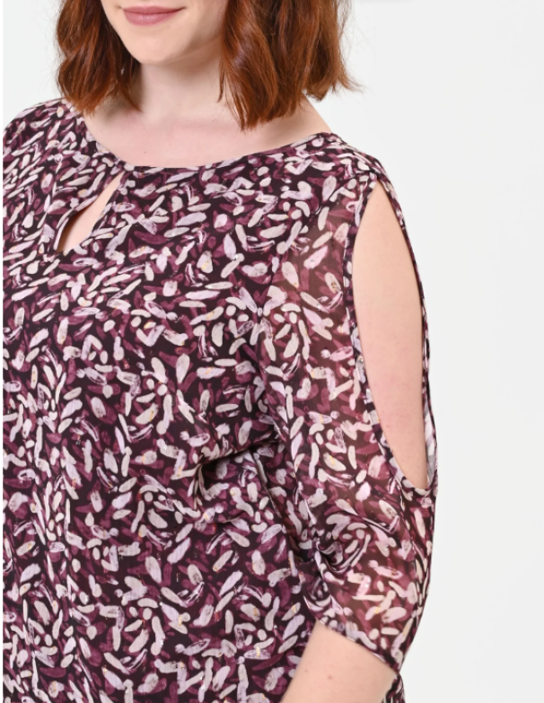 rinascimento blusa ml fantasia foglioline bordeaux - foto 5 rinascimento blusa ml fantasia foglioline bordeaux - foto 5