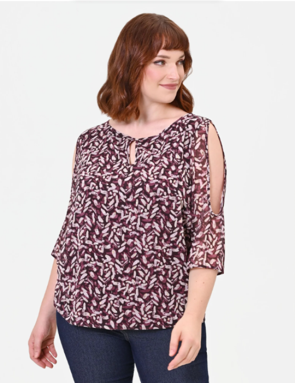 rinascimento blusa ml fantasia foglioline bordeaux - foto 6 rinascimento blusa ml fantasia foglioline bordeaux - foto 6