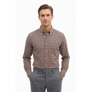 Camicia flanellina leggera  marrone
