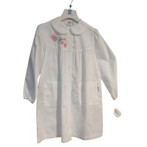 Grembiule gr4368 bianco bimba scuola ricamo just smile bianco