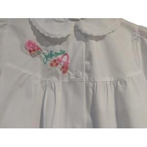 Grembiule gr4368 bianco bimba scuola ricamo just smile bianco