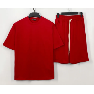 Completo jersey unito bermuda con laccio lungo rosso