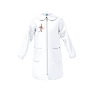 Grembiule scuola con zip ricamo ballerina bianco