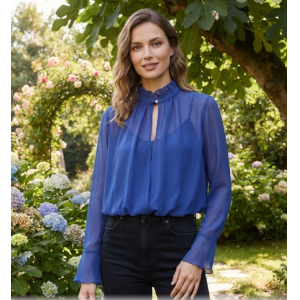 Blusa cagliari in chiffon con strass collo  royal