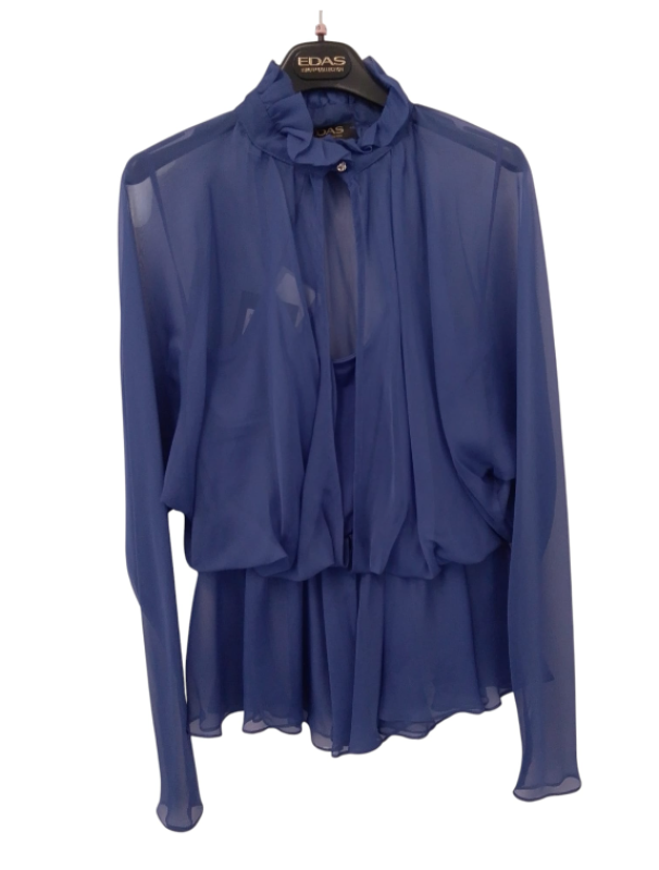 edas blusa cagliari in chiffon con strass collo  royal - foto 2