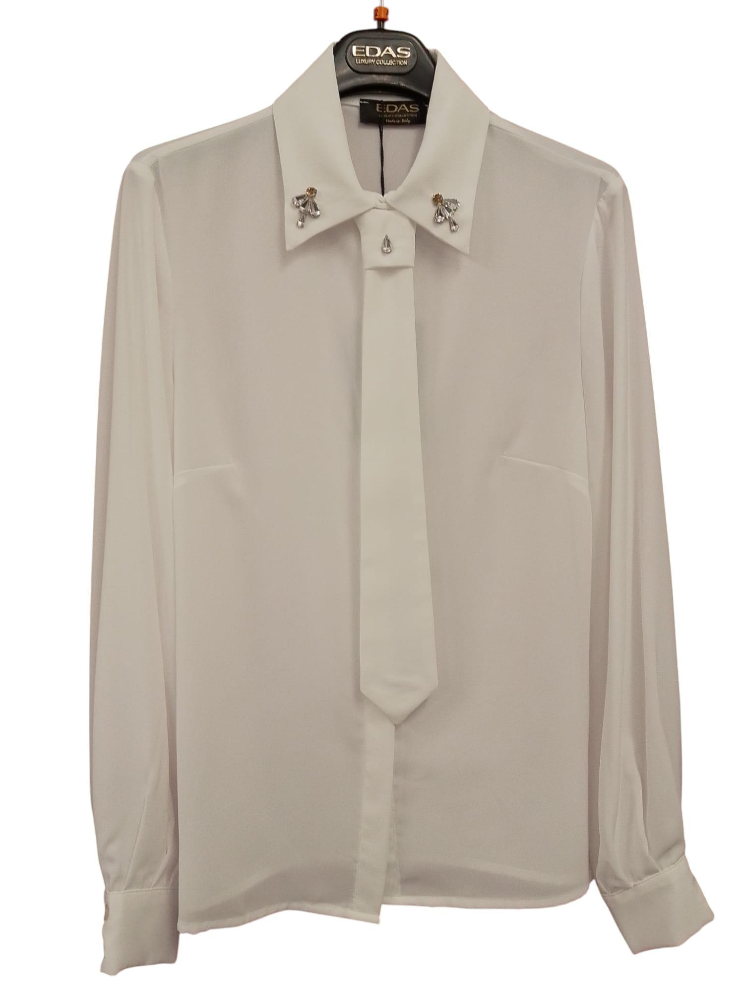 edas camicia raso con strass collo + cravatta bianco - foto 2 edas camicia raso con strass collo + cravatta bianco - foto 2