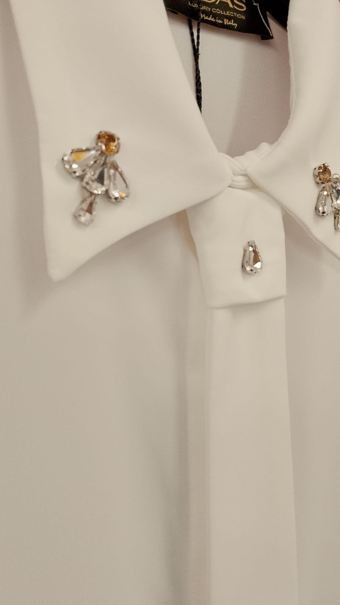 edas camicia raso con strass collo + cravatta bianco - foto 3 edas camicia raso con strass collo + cravatta bianco - foto 3