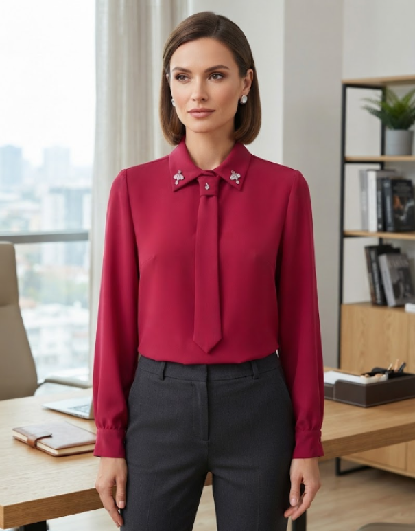 edas camicia raso con strass collo + cravatta bordeaux - foto 1 edas camicia raso con strass collo + cravatta bordeaux - foto 1