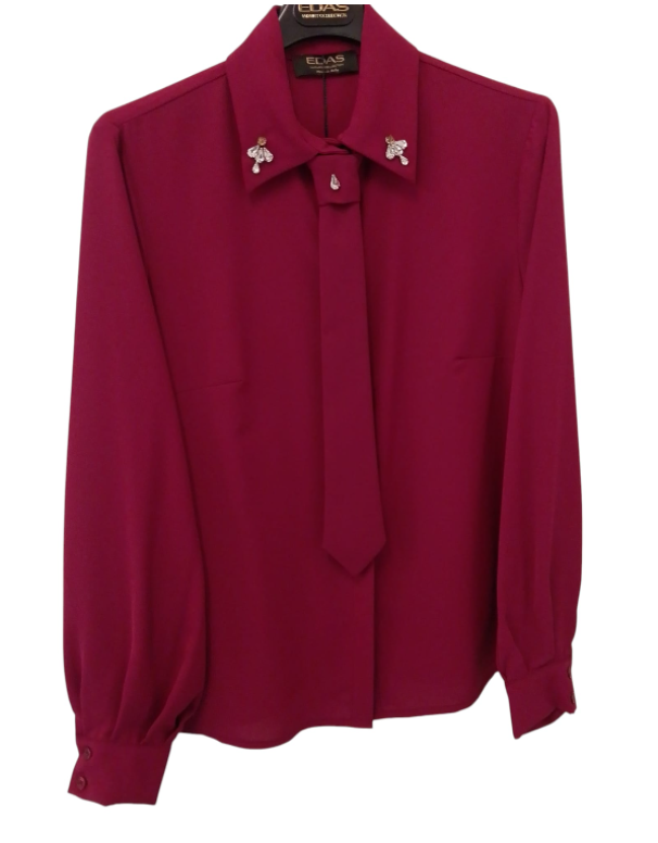 edas camicia raso con strass collo + cravatta bordeaux - foto 2 edas camicia raso con strass collo + cravatta bordeaux - foto 2