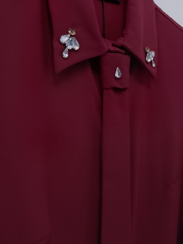 edas camicia raso con strass collo + cravatta bordeaux - foto 3 edas camicia raso con strass collo + cravatta bordeaux - foto 3