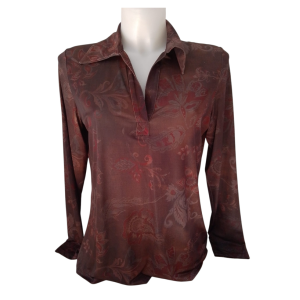 Polo stilista jersey ml stampa fiori moro