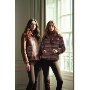 Patron ecopelliccia reversibile con cappuccio camel