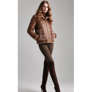 Patron ecopelliccia reversibile con cappuccio camel