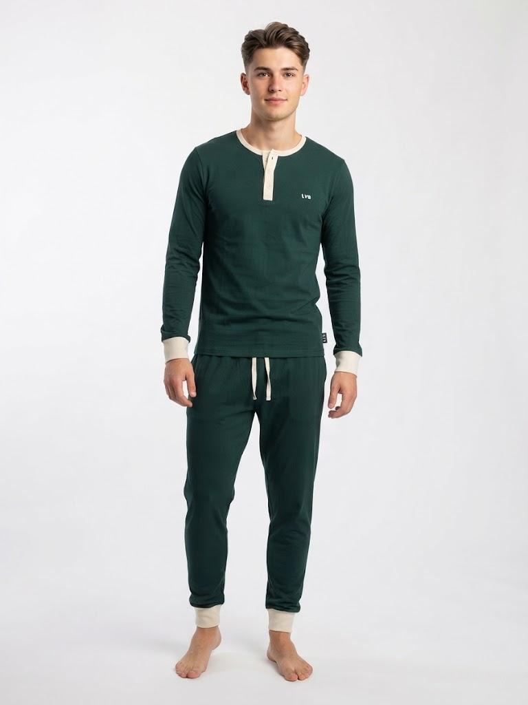 pigiama-l0f5u-lovable-man-serafino-interlock-verde-01 Pigiama L0F5U Lovable Man serafino interlock Verde
