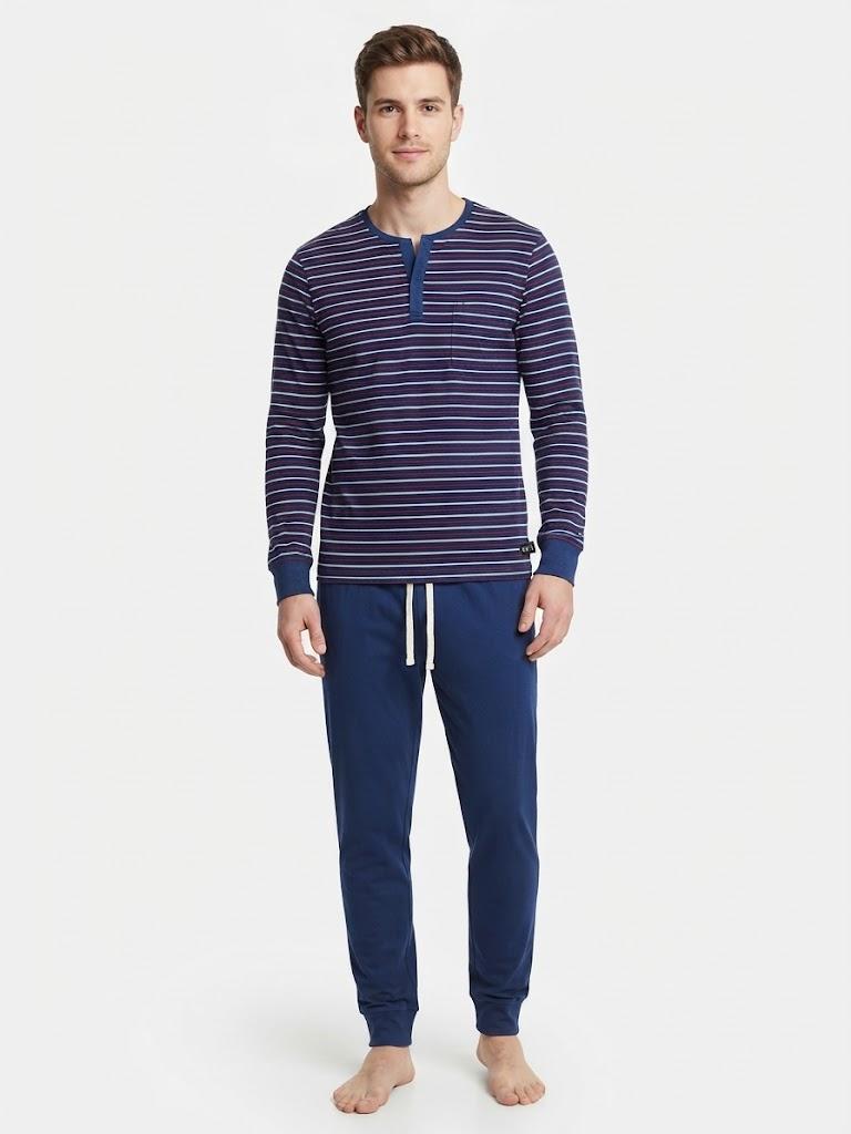 pigiama-l0f5u-lovable-man-serafino-interlock-rigato-blu-01 Pigiama L0F5U Lovable Man serafino interlock rigato Blu
