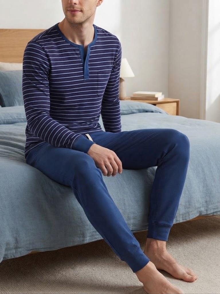 pigiama-l0f5u-lovable-man-serafino-interlock-rigato-blu-02 Pigiama L0F5U Lovable Man serafino interlock rigato Blu