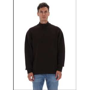 Maglione uomo mezza zip lana  marrone