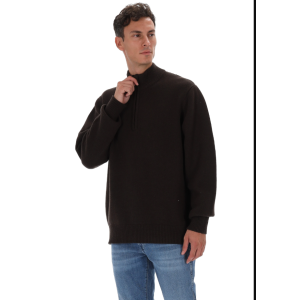 Maglione uomo mezza zip lana  marrone