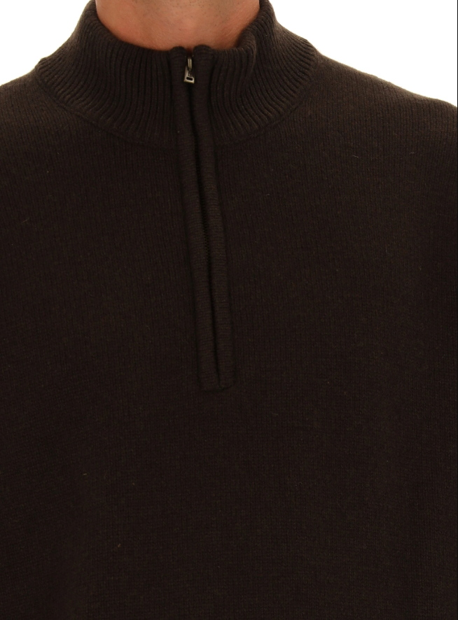 maglione-uomo-mezza-zip-lana-marrone-05 Maglione uomo mezza zip lana Marrone