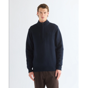 Maglione uomo mezza zip lana  blu