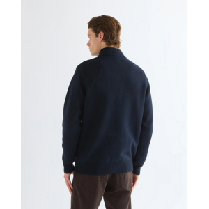 Maglione uomo mezza zip lana  blu