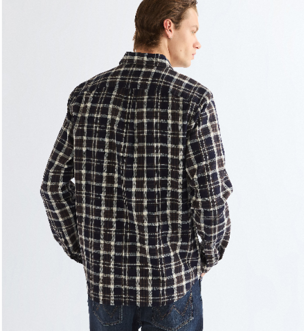 camicia-flanella-quadri-1-taschino-blu-03 Camicia flanella quadri 1 taschino Blu