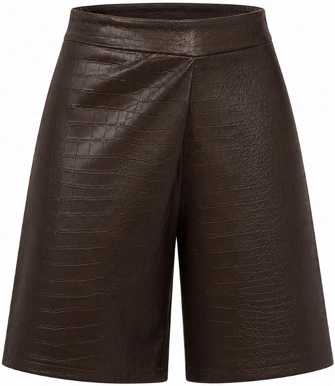 JADEA Bermuda Donna Similpelle Effetto Coccodrillo 4017 Moro